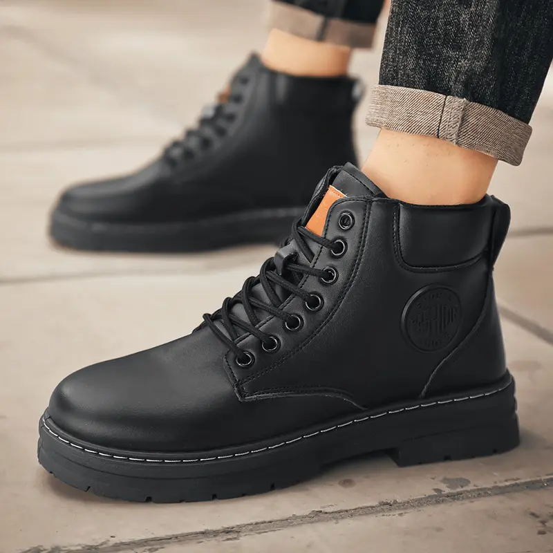 Non-slip Men's Combat Boots Casual Outdoor Platform Shoes_voghion.com