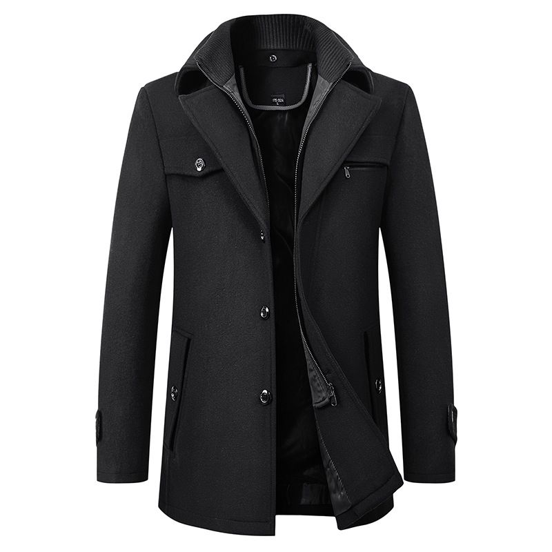 Uldfrakke Mænd Business Casual Mode Tyk Varm Oversize Trenchcoat til mænd_voghion.com