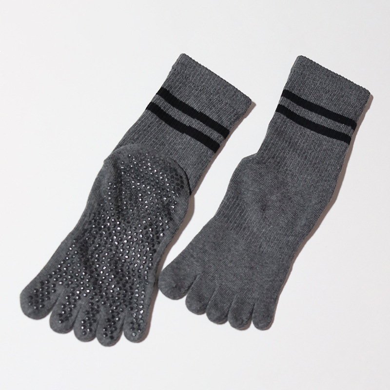 Chaussettes de yoga unisexes pour femmes, chaussettes professionnelles antidérapantes pour orteils, chaussettes d'intérieur Pilates à cinq doigts_voghion.com