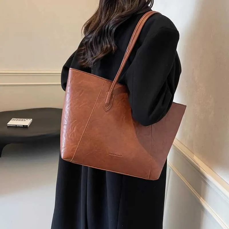 Borsa a tracolla casual da donna, alla moda, grande, per ufficio, per pendolari, con cerniera, per la spesa, a mano ..._voghion.com