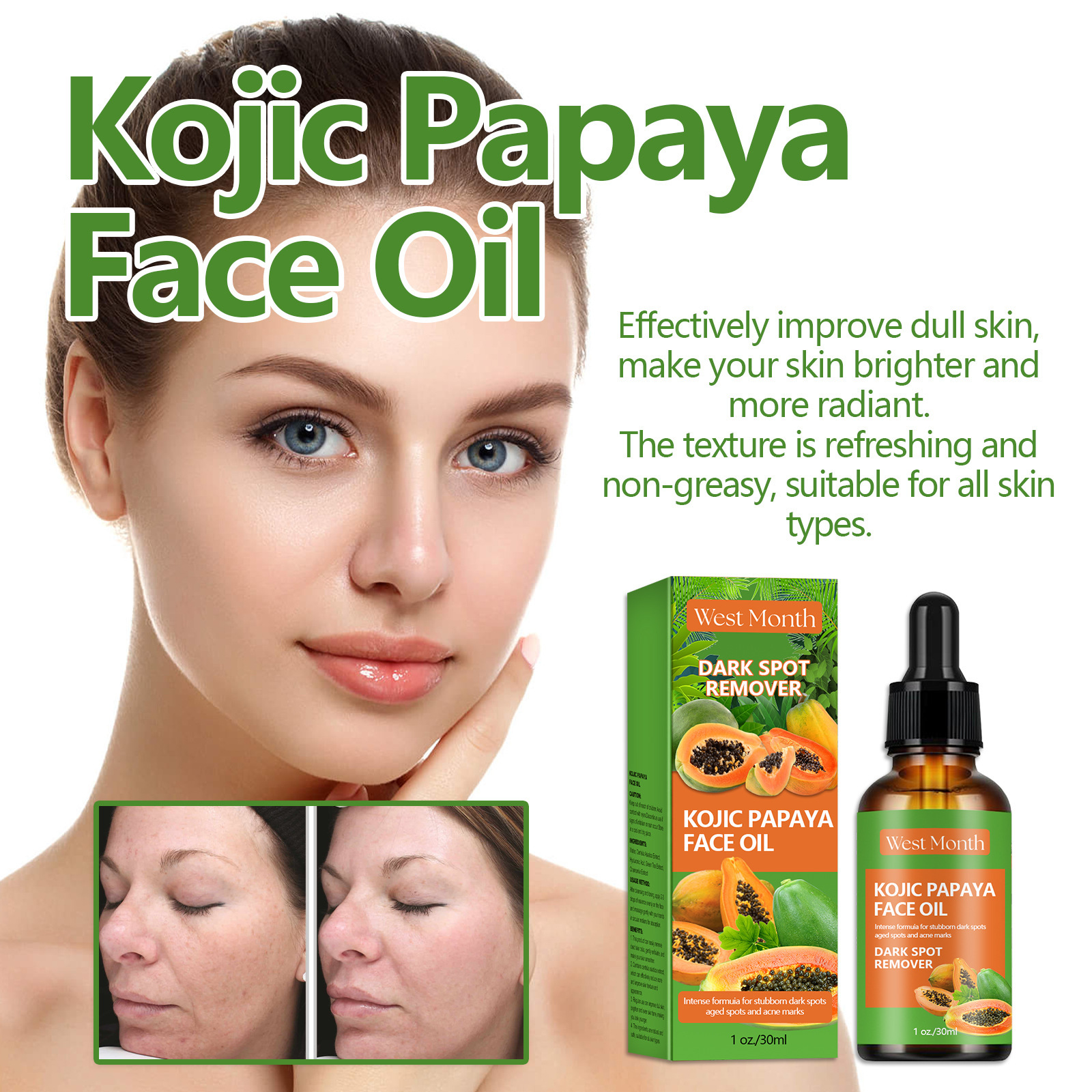 Sérum visage à l'acide de papaye hydratant et éclaircissant_voghion.com