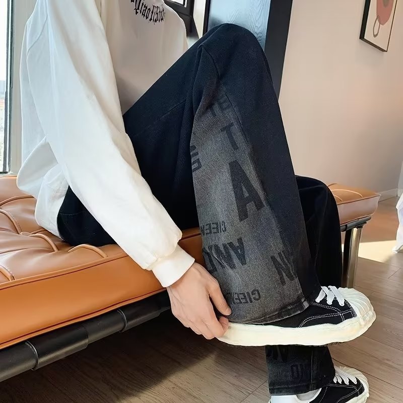 Bitte beachten Sie die Größentabelle!   Please refer to the size chart in the picture Gradient denim summer thin loose straight wide leg men's _voghion.com