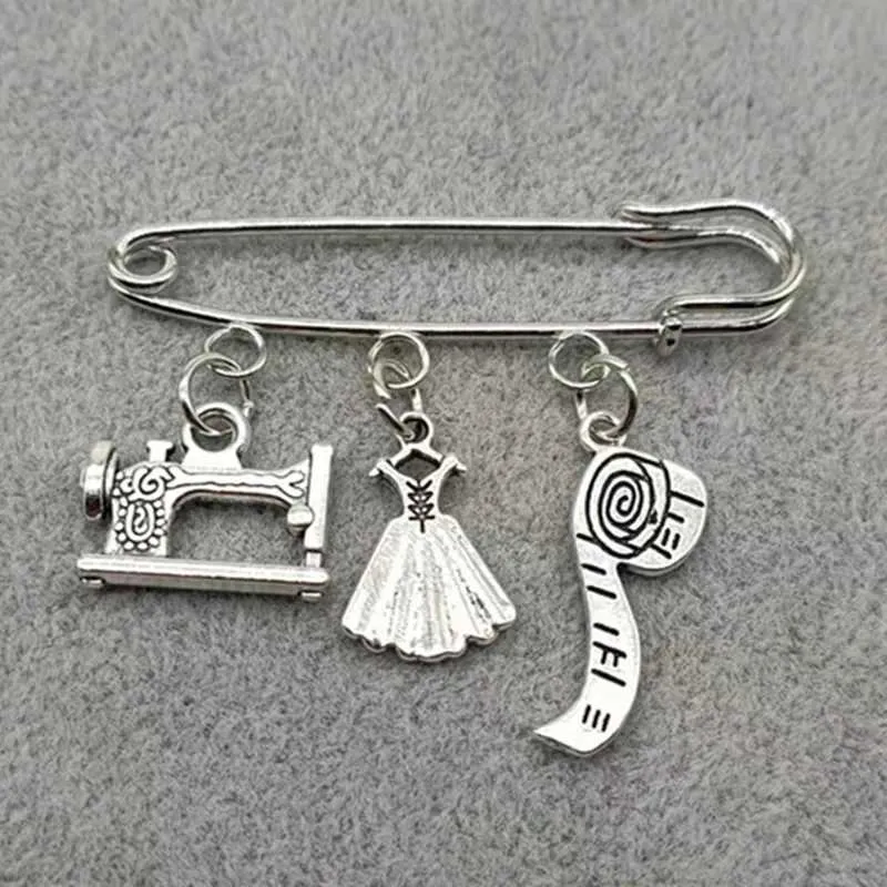 Sewing Theme Charm Brooch Fashion Accessory Handmade Clothes Pin_voghion.com