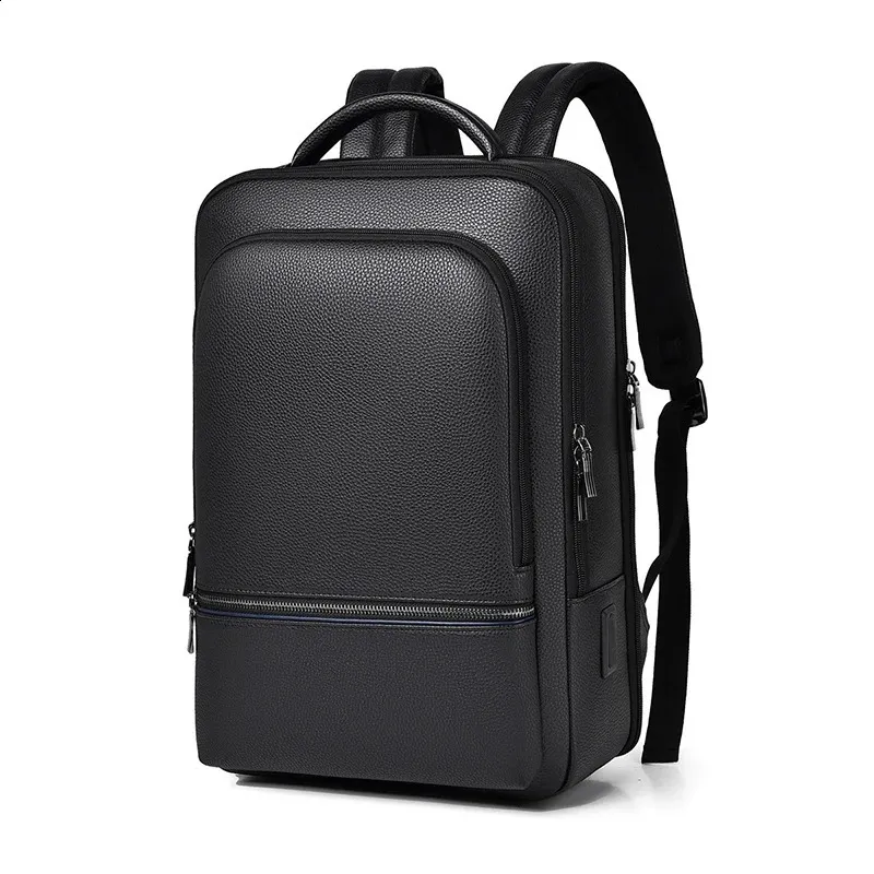 Zaino da uomo in pelle PU con ricarica USB, alla moda, per ufficio, da viaggio, casual, per affari_voghion.com
