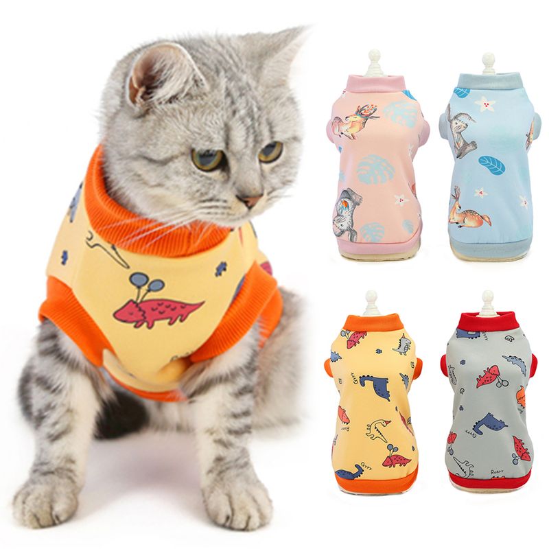 Guangying Autumn Winter Pet Milk Silk Cartoon Printed Sweater Elastic Dog Cat Clothes_voghion.com