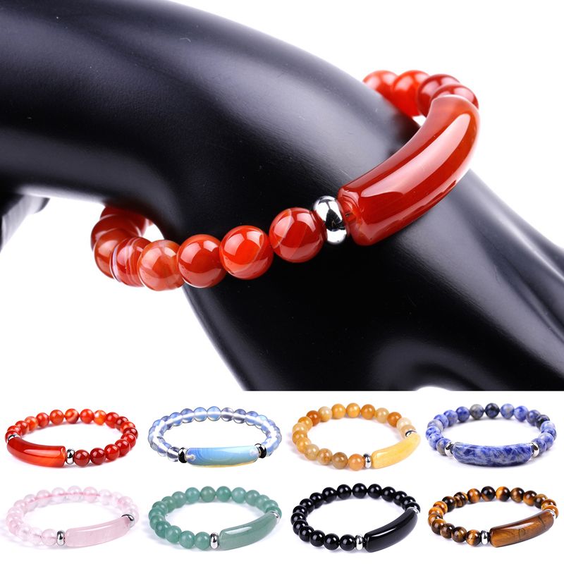 Stretchpolering Elastiskt Rep Handgjort Bärbart Personligt Dekorera Slitstarkt Tigeröga Heag Stenarmband_voghion.com