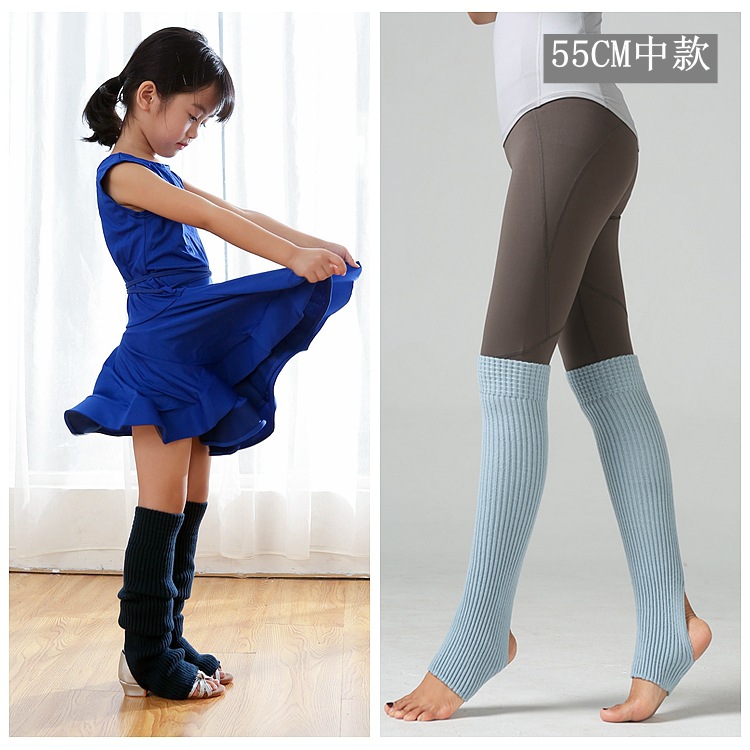 Scaldamuscoli morbidi da danza, senza piede, per yoga, balletto, in maglia, caldi sopra il ginocchio, da donna, 55_voghion.com