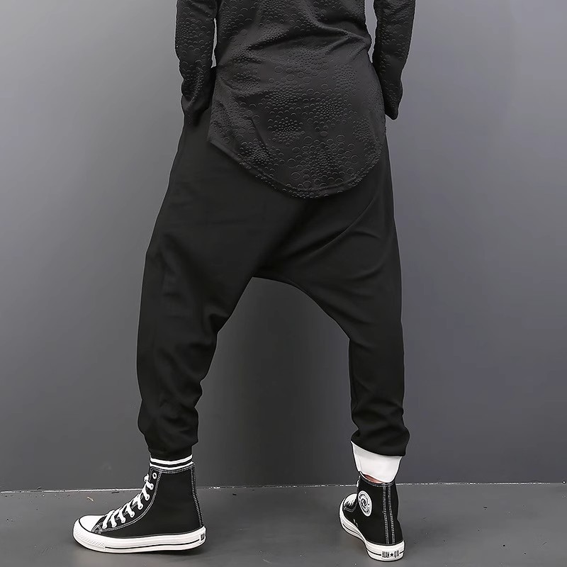 Abbigliamento Uomo Pantaloni casual uomo 2024 pantaloni harem larghi primavera spot stile uomo cavallo basso piedi larghi cavallo incrociato sottile_voghion.com