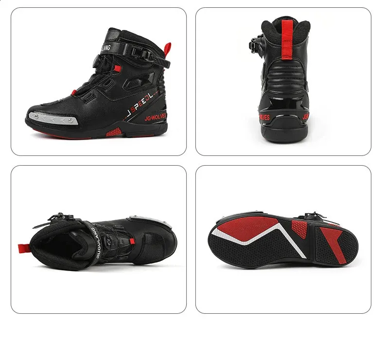 mens leather breathable anti slip wear-resistant rider boots motorcycle racing ankle length shoes 241105_voghion.com