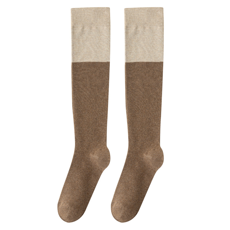 Chaussettes de mollet pour femmes printemps et automne pression maigre demi-jambe haute genouillère chaussettes longues automne et hiver couleur assortie chaussettes longues au-dessus du genou_voghion.com