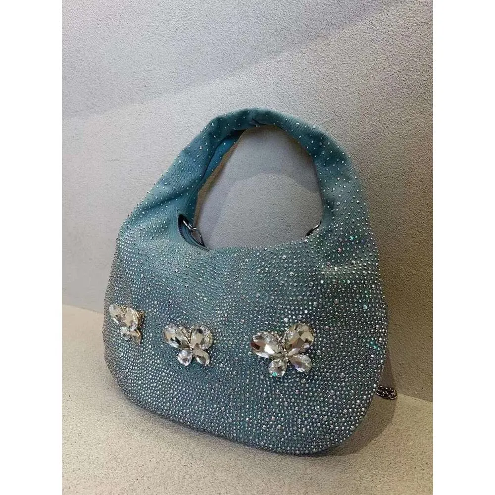Same Style As Blogger Women's Party Dia Denim 2024 New Fashion Design Chain Crossbody Bag Single Shoulder Pouch Blue_voghion.com