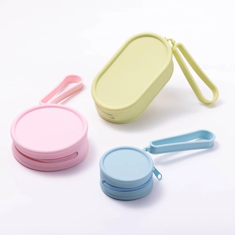 Porte-monnaie en silicone, grande capacité, étanche, pochette de voyage, couleur unie, fermeture éclair, sac pour écouteurs, pour femmes et filles_voghion.com