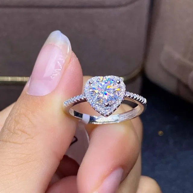 Ready Stock New Simple Classic Sier Color Heart Engagement Rings for Women White Red CZ Stone Inlay Fashion Jewelry Wedding Party_voghion.com