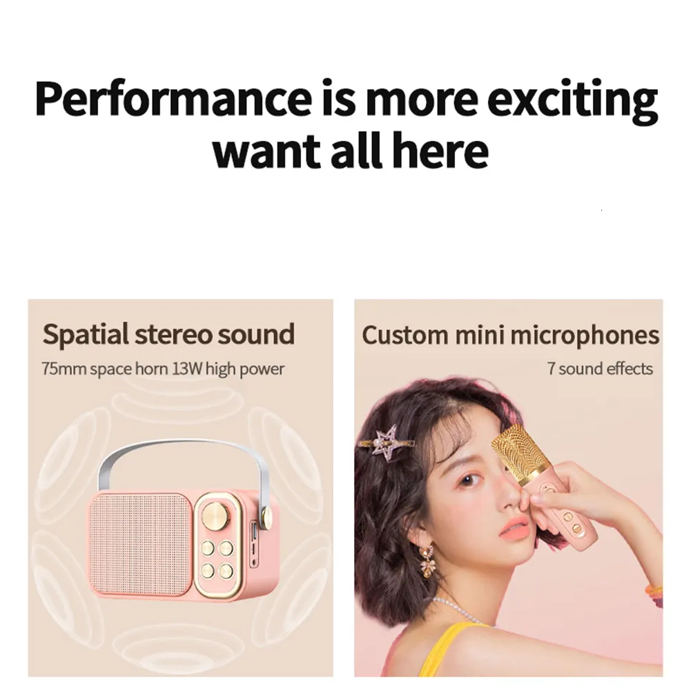 Microphones Bluetooth Speaker Classical Retro Players Karaoke Stereo Sound Portable Mini Speakers Subwoofer Home Travel_voghion.com
