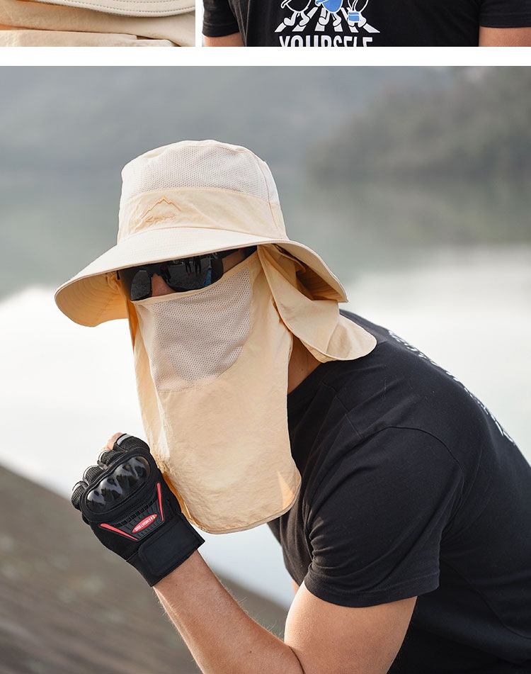 Fiskarhatt Solhatt Manlig Sommar Utomhus Snabbtorkande Solhatt Fiske Andningsbar Solhatt Kvinnlig Ansiktsmask Hatt_voghion.com