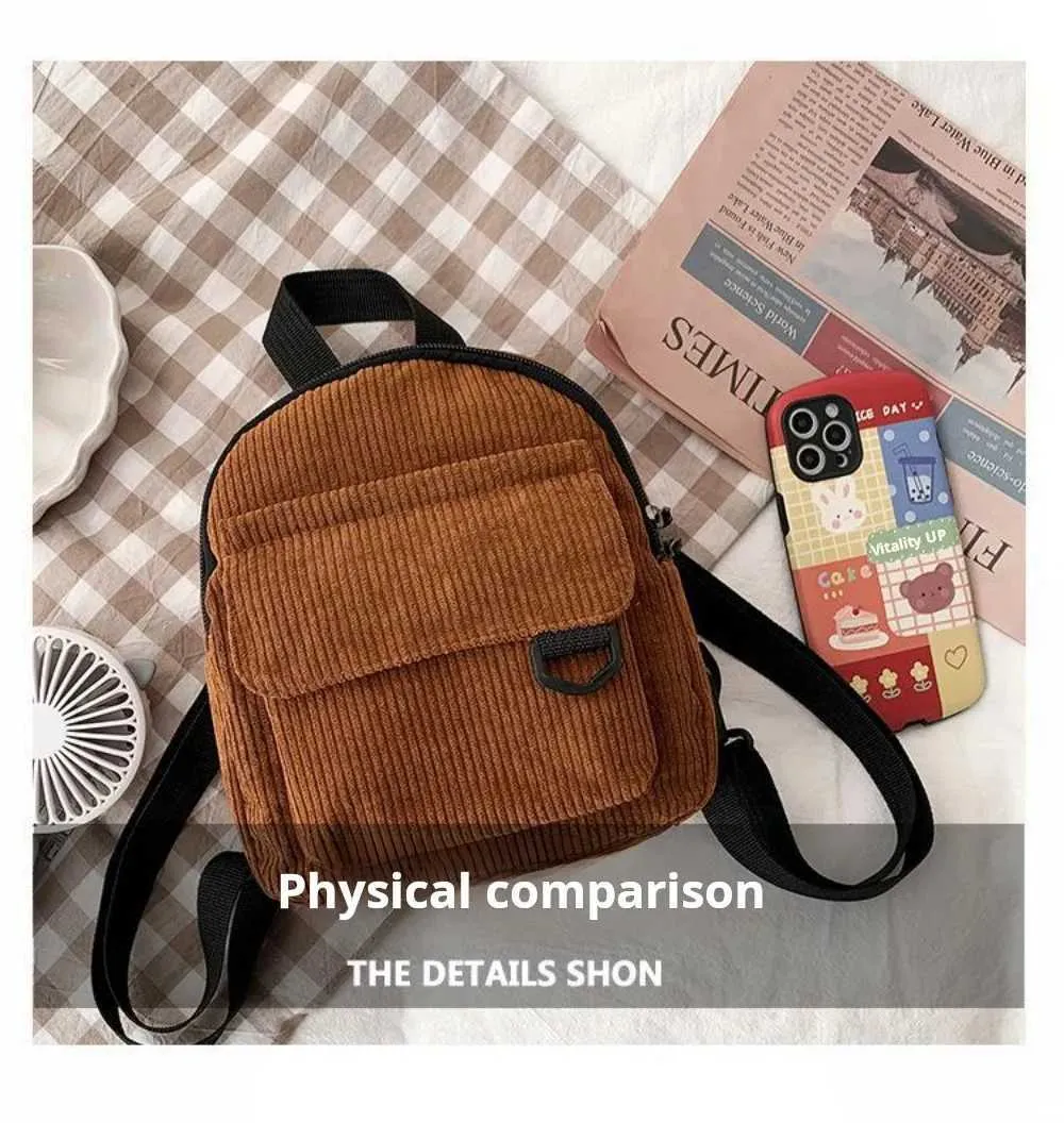 Kleiner Damen Mini Rucksack Aus Kord Für Freizeit Und Reisen_voghion.com