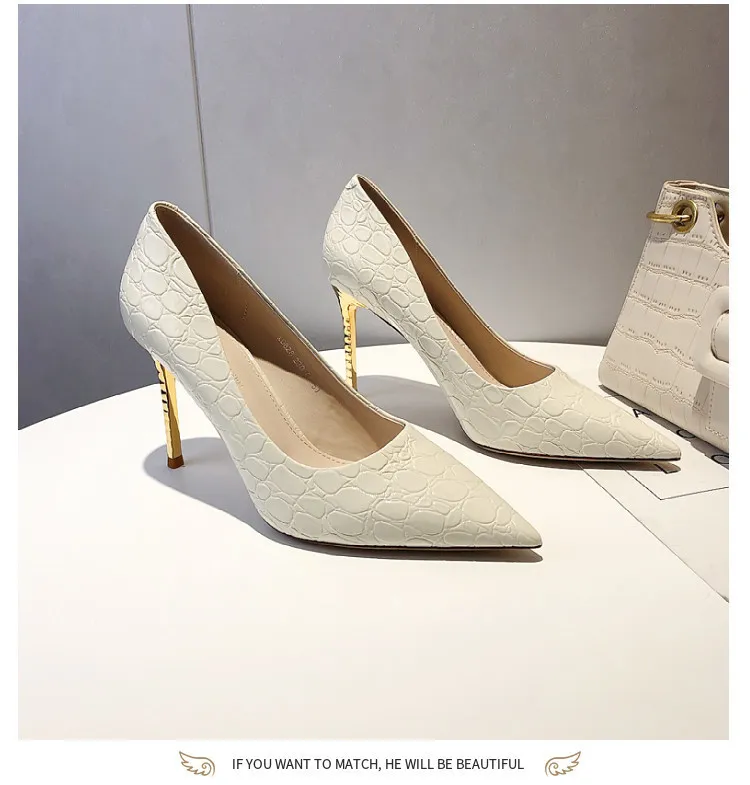 Weibliche High Heels Sexy Pumps mit Handtasche Sets Krokodil Pu Büro Dame Kleid Party Schuhe Match Frauen Gripsack Braun_voghion.com
