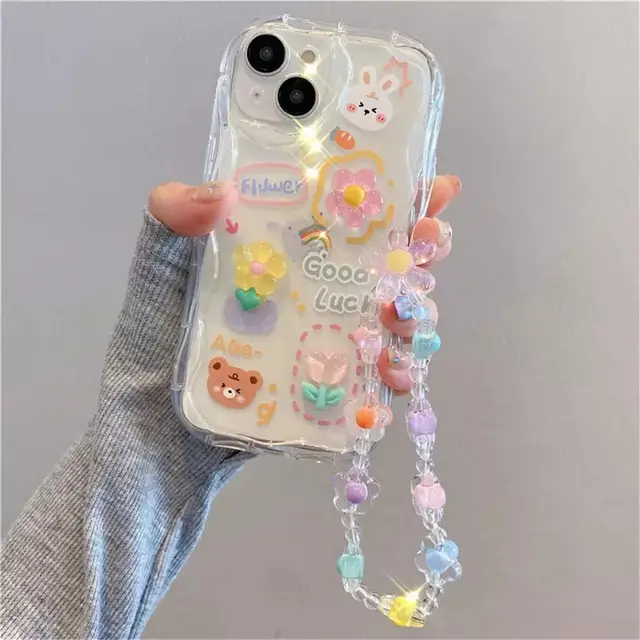 3D Kanéngchen Doll Blummenkette Hülle Fir Xiaomi Poco M6 Pro 5G X3 M3 X5 F4 X3GT Mi 11 14 12T Lite Cover Soft Séiss_voghion.com