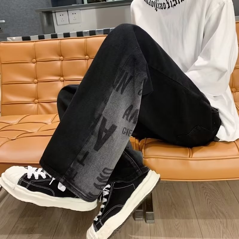 Bitte beachten Sie die Größentabelle!   Please refer to the size chart in the picture Gradient denim summer thin loose straight wide leg men's _voghion.com