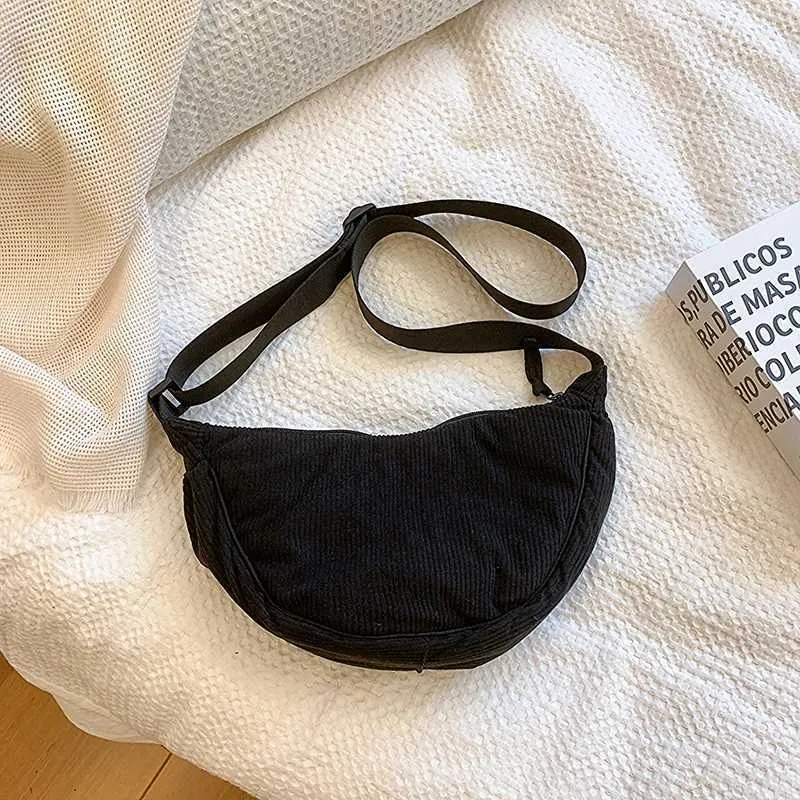 Borsa a tracolla Hobos da donna in velluto a coste tinta unita, retrò, casual, da donna, da viaggio quotidiano, da donna, messenger_voghion.com