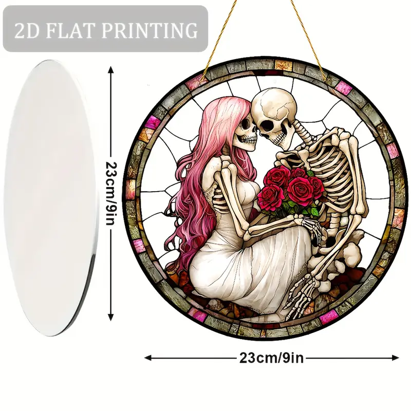 Acchiappasole romantico a forma di teschio - Opera in acrilico da 23 cm. Decorazione audace per San Valentino, per giardino o casa._voghion.com