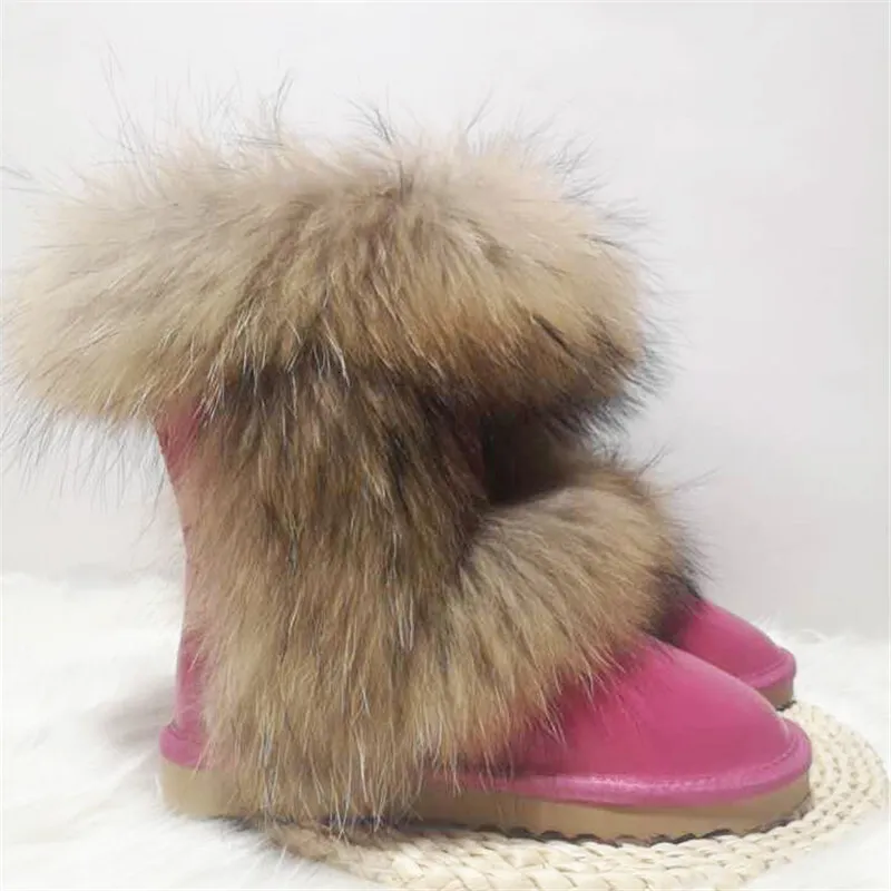 New Arrival 2023 Non-Slip Fox Fur Woman Winter Shoes Genuine Leather Natural Womens Snow Boots Thick Plush_voghion.com