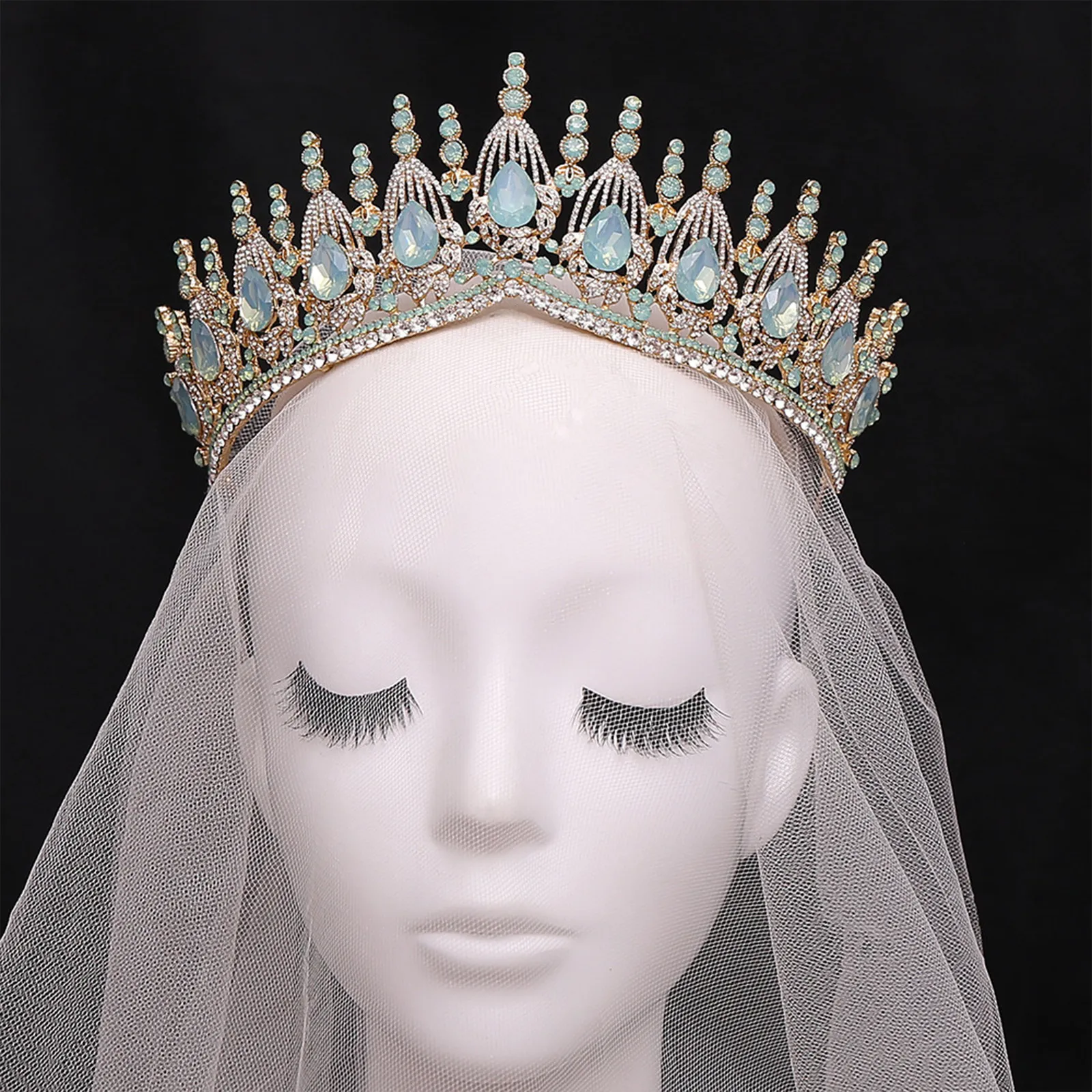 Gioielli Grandi diademi di cristallo barocco Corona nuziale per spose Accessori per capelli da donna Copricapi Principessa Concorso couronne_voghion.com
