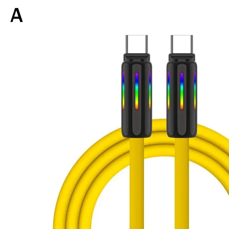 100W Silicone Fast Charging With Seven-color Breathing Light Type USB C Data Cable Samsung For X Q9V0_voghion.com