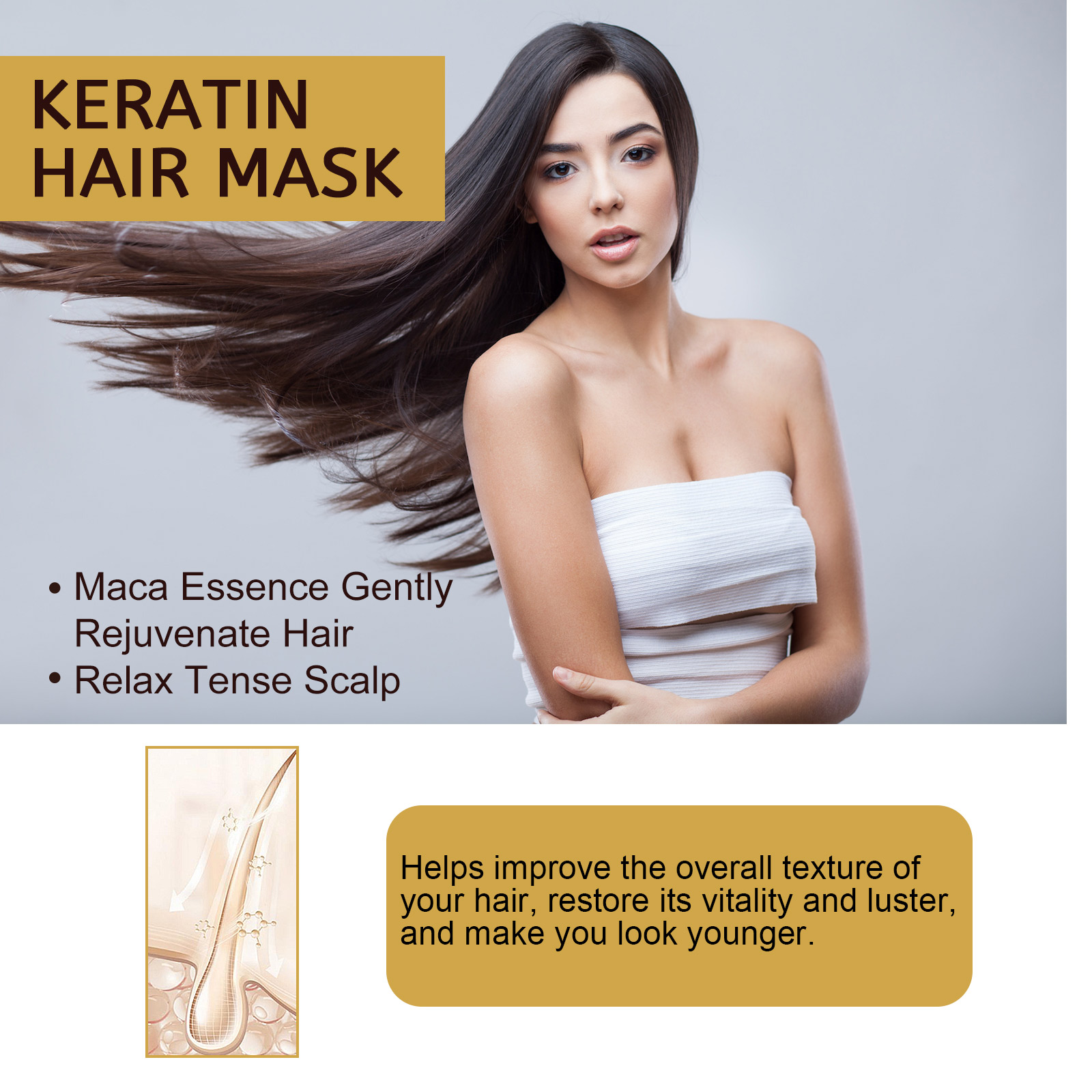 EELHOE Repair Moisturizing Hair Mask, tiefenwirksame Feuchtigkeitsmaske zur Reparatur von geschädigtem Haar, trockenem, gespaltenem Haar und verknoteten Haaren_voghion.com