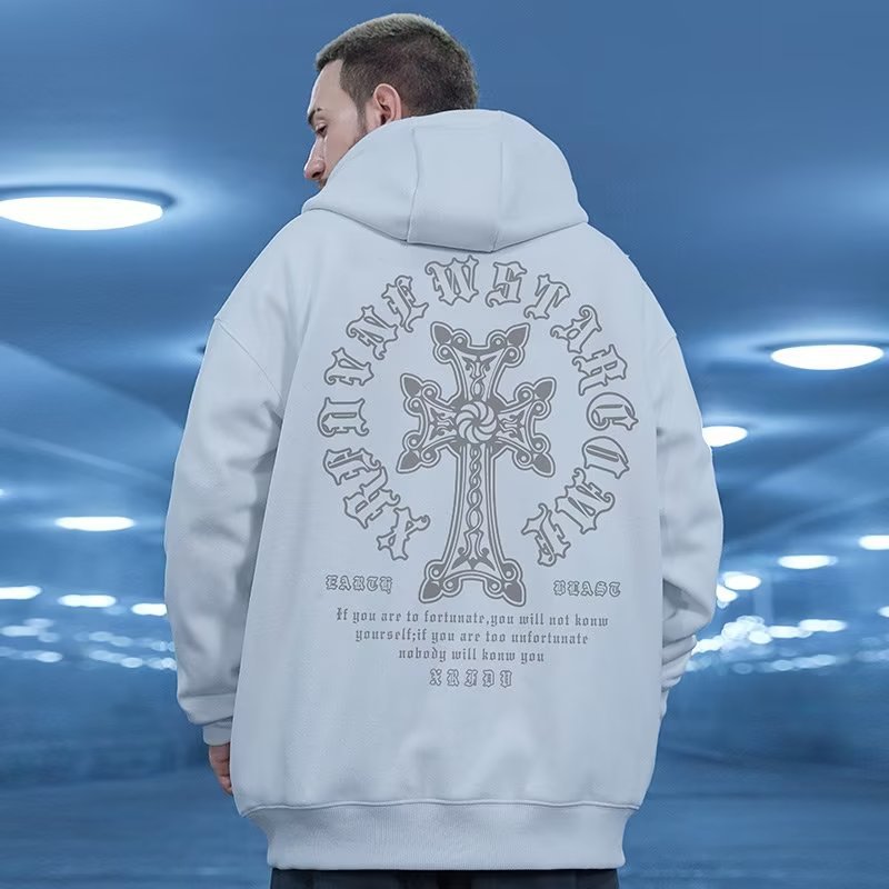 Felpa oversize uomo hip-hop streetwear nero pullover di tendenza_voghion.com
