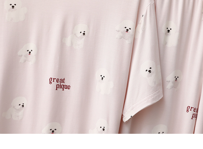 Abbigliamento da donna Modal Ice Cream Donna Cartone animato Pomerania Bichon Carino Stampa Pantaloni a maniche corte Abiti da casa larghi Pigiama_voghion.com