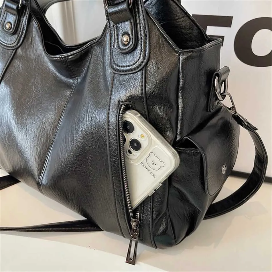Women's Large Shoulder Bag Two Layer Soft Leather Retro Handbag_voghion.com