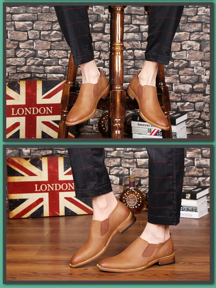 Smart Leather Shoes For Men Business Casual Pointed Toe Footwear_voghion.com