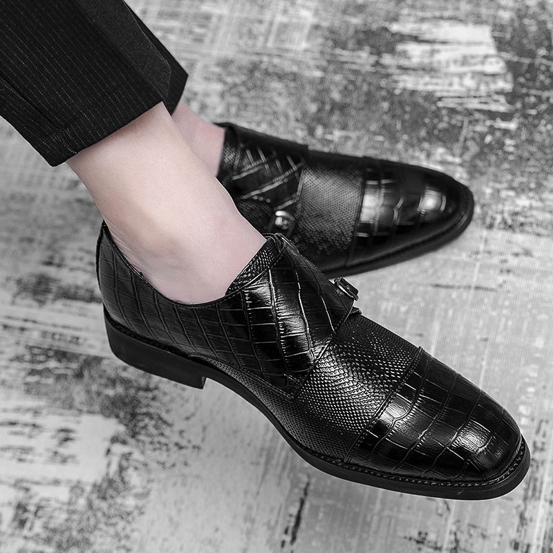 Herenschoenen dubbele gesp grote maat zakelijke casual leren heren zwarte formele ing monk schoenen_voghion.com