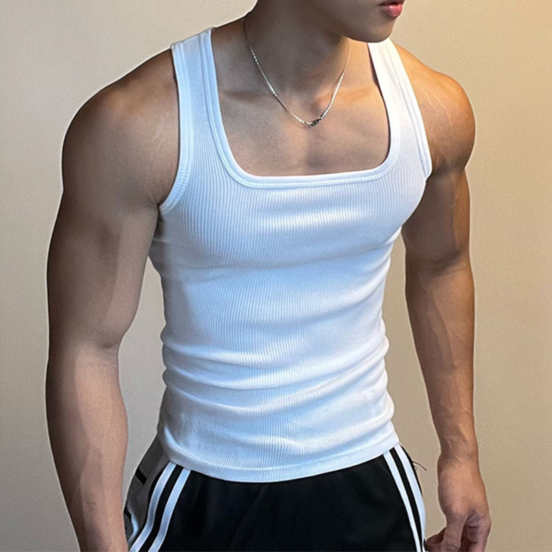 Men’s Clothing Threaded Tight Elastic Quick Drying Vest Men’s Suspenders Fitness Waistcoat Sleeveless I Shaped Breathable Vest
