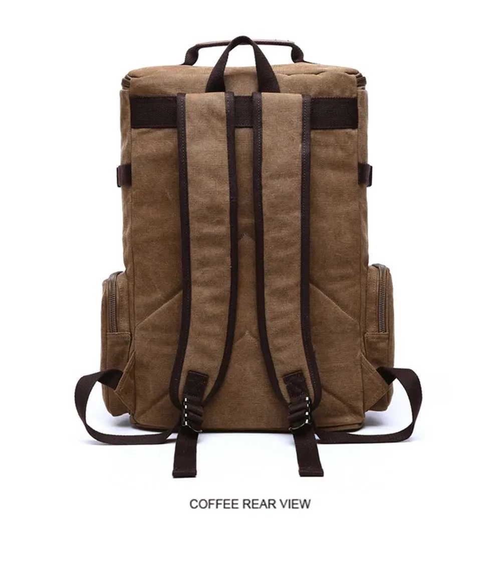 Vintage Canvas Backpack For Men Travel Laptop Rucksack Large_voghion.com
