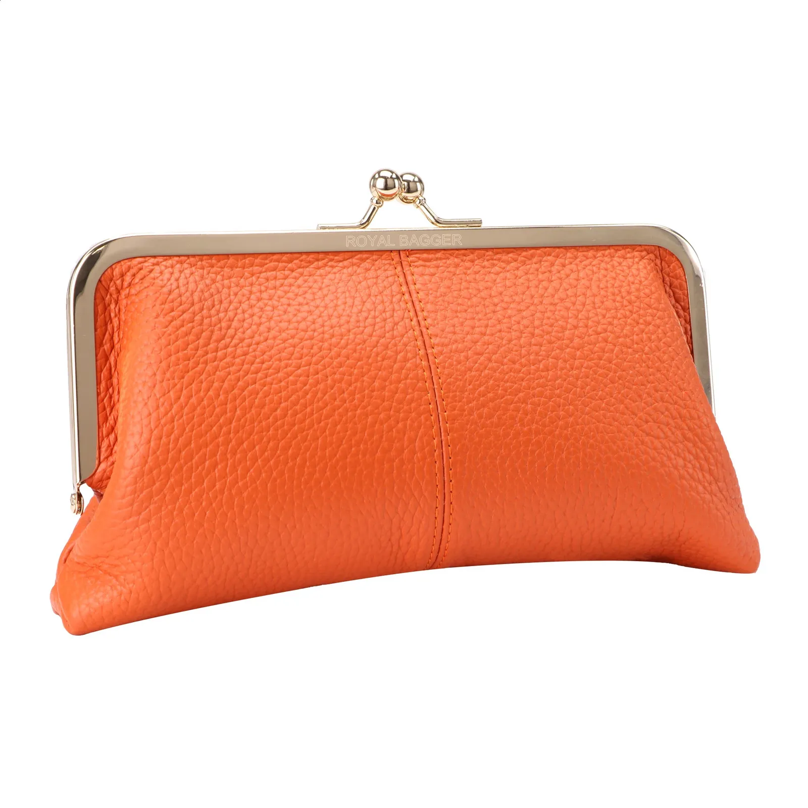 Royal Bagger Kiss Lock Geldbörse für Damen, echtes Rindsleder, großes Fassungsvermögen, Kartenhalter, modische Clutch, Handy-Geldbörse_voghion.com