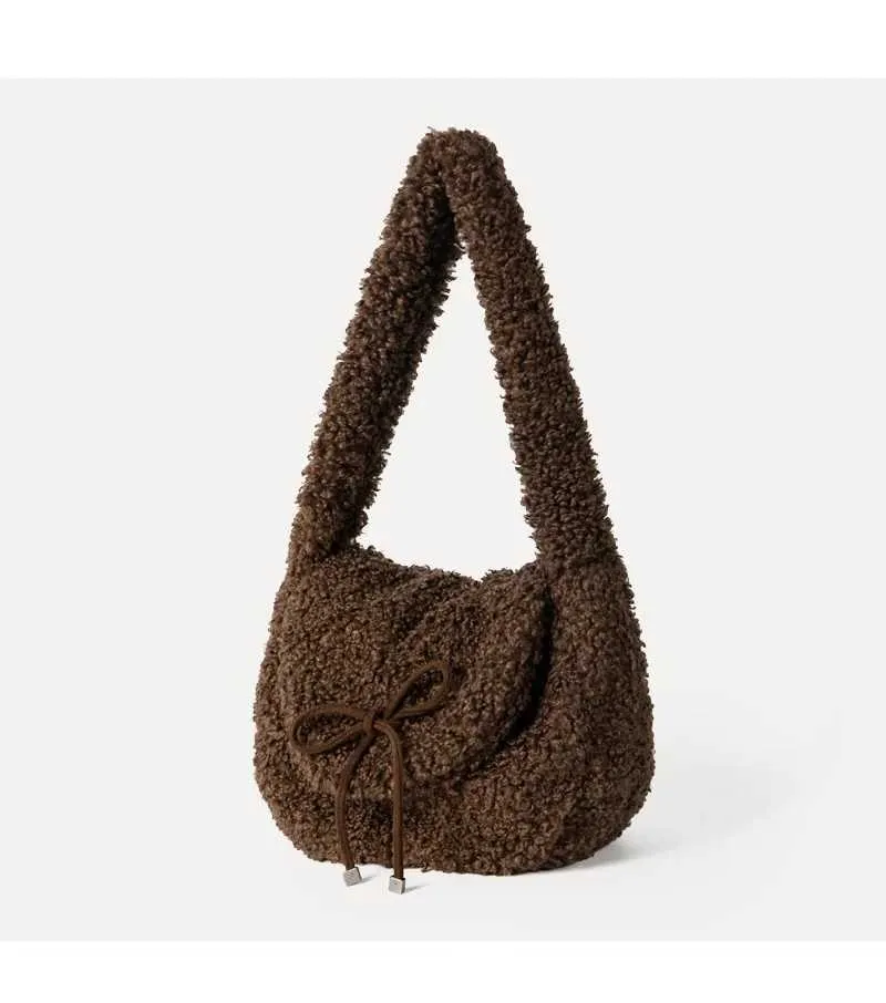 Modische Plüsch-umhängetasche Große Lammfell-handtasche Damen_voghion.com