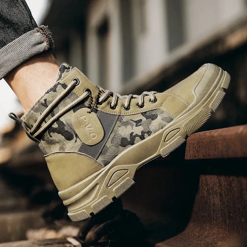 Herren Wanderschuhe Atmungsaktiv Camouflage Freizeit Stiefel_voghion.com