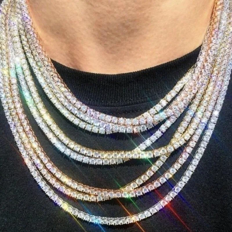 Verige za moške in ženske zlate kvadratne verižice ledeni diamanti hip hop ogrlica choker sier bling luksuzen nakit za_voghion.com