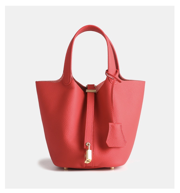 Genuine Leather High Quality Vegetable 2025 New, Bucket Bag, For Commuting