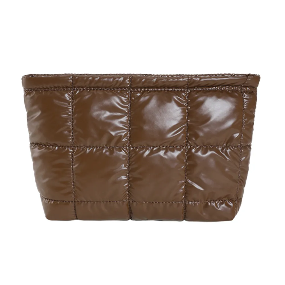 Sac fourre-tout matelassé en coton pour femme, grande capacité, organisateur de maquillage, couleur unie, sacs à main cosmétiques_voghion.com