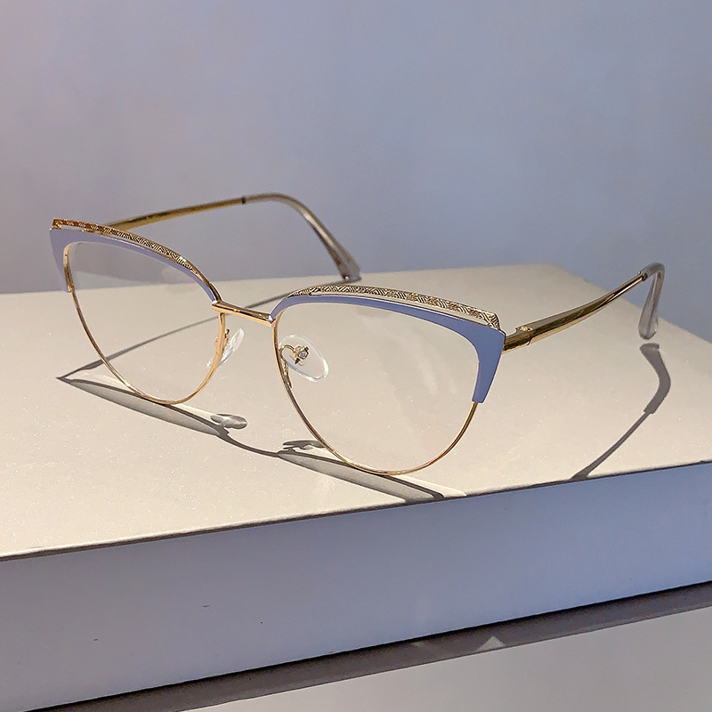 Mode Nieuwe Cat Eye Anti-Blauw Licht Frame Internet Beroemdheid Zelfde Stijl High-End Ins Blote Gezicht Afslanken Zonder Recept_voghion.com
