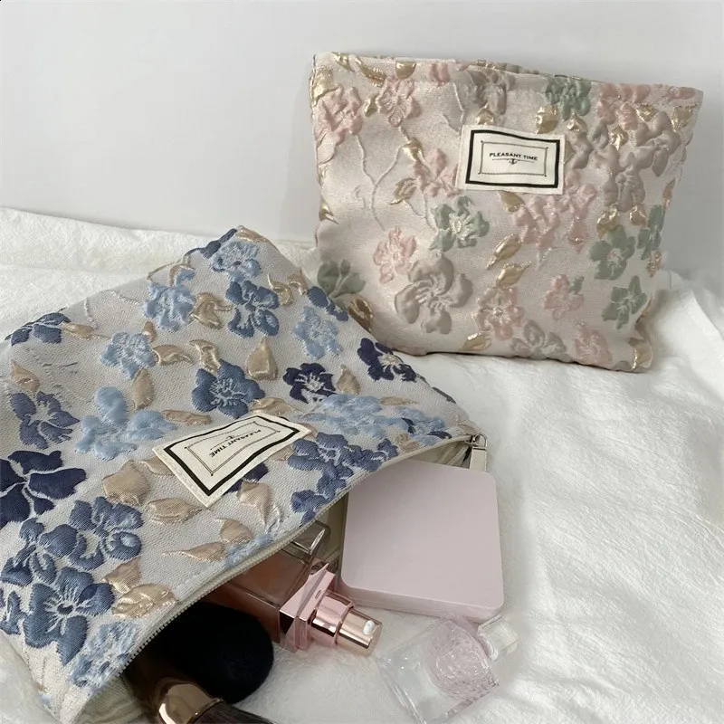 Trousse de toilette en toile imprimée rétro tendance, grande capacité, pour femmes, trousse de voyage pour cosmétiques, sacs de rangement pour maquillage 240815_voghion.com