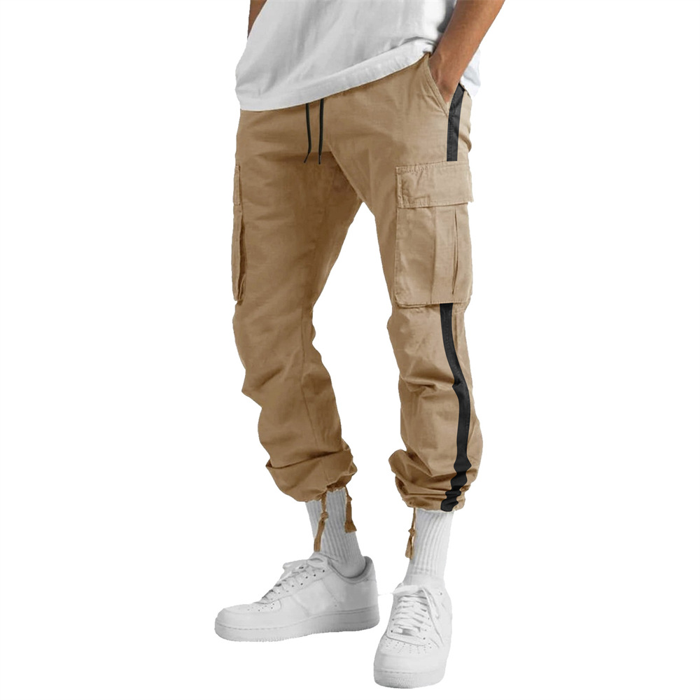 Men's Clothing Drawstring Pocket Color Patchwork Pants_voghion.com