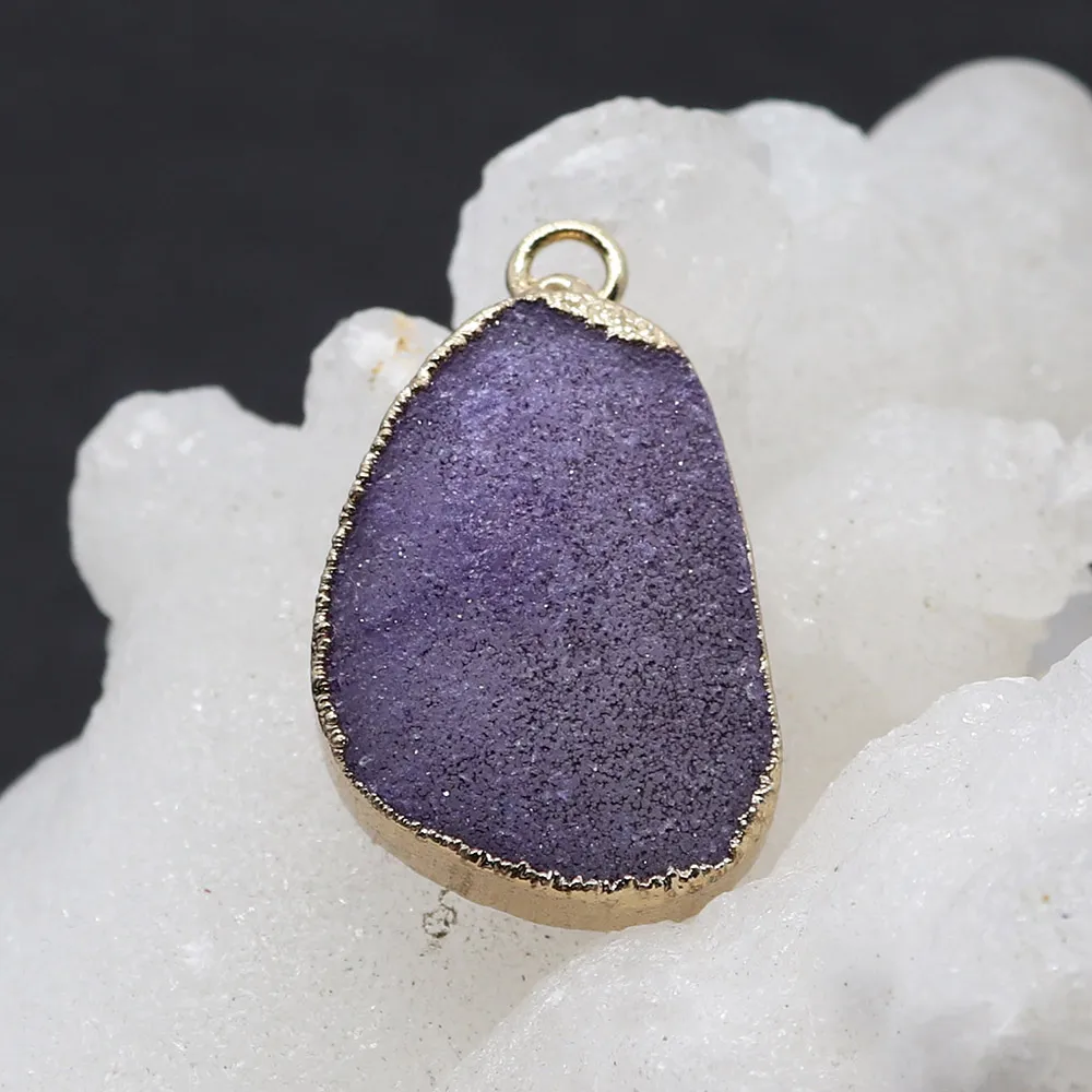 Collane con ciondolo in pietra naturale con cristallo irregolare, ciondolo in argento placcato, artigianato, creazione di gioielli da donna, collana fai da te_voghion.com