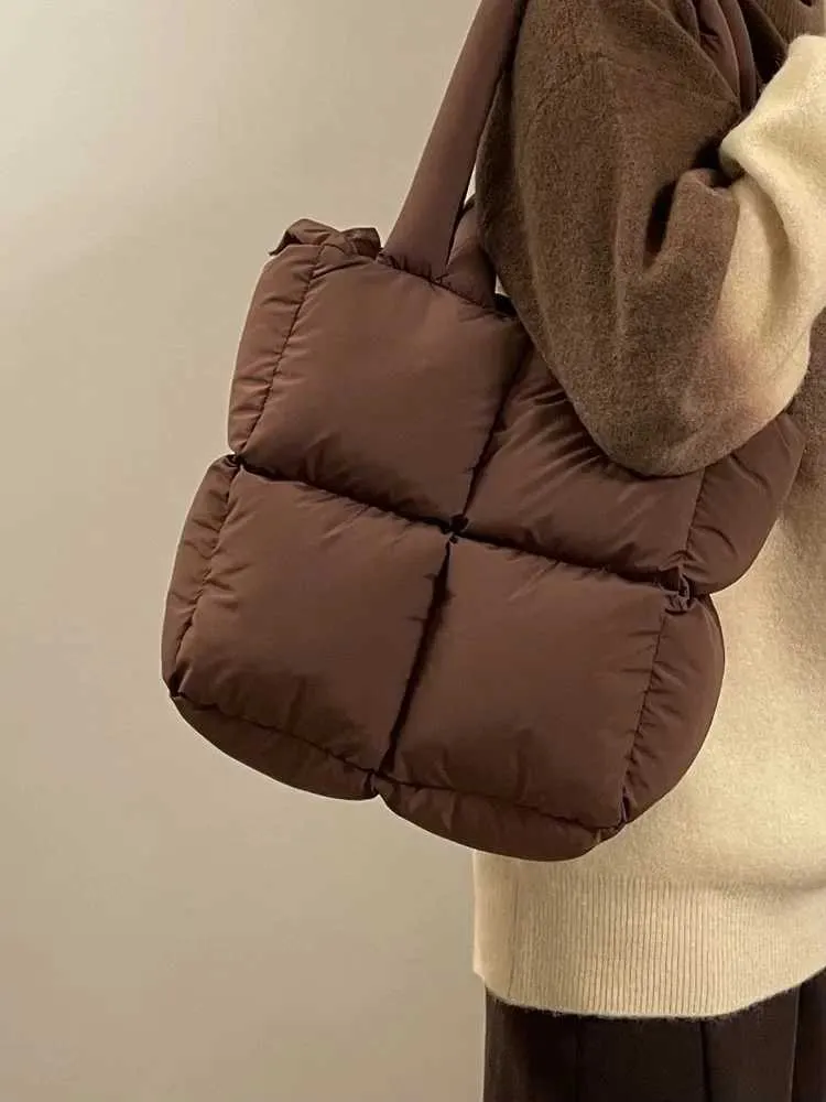 Bolsa de ombro feminina designer puffy acolchoada grande_voghion.com