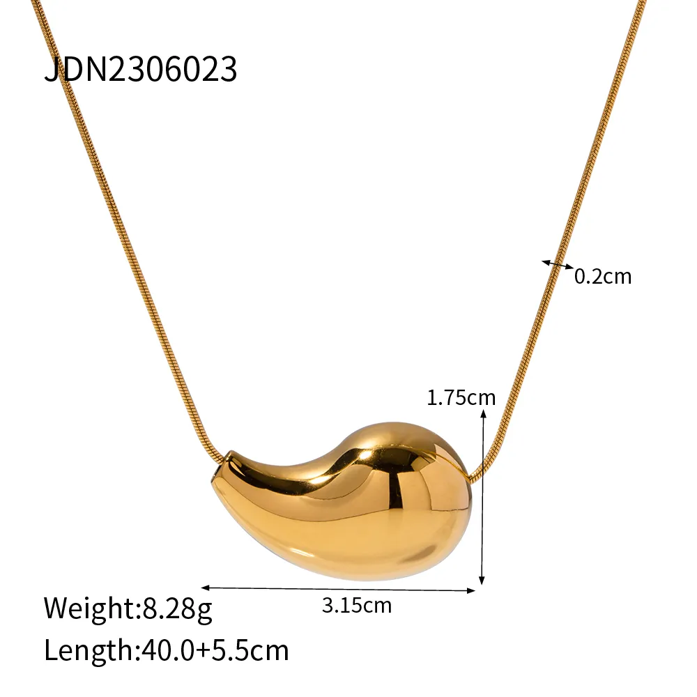 Collier pendentif goutte d'eau en acier inoxydable plaqué or PVD pour femme avec chaîne légère et étanche en métal_voghion.com