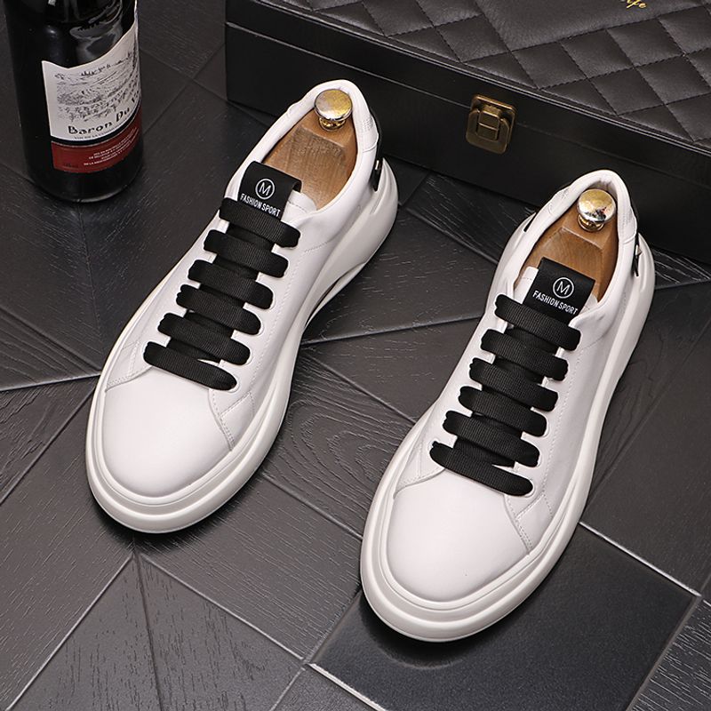 Atmungsaktive weiße lässige koreanische Ausgabe trendige Schnürschuhe Sommer neue hohe Herrensportschuhe_voghion.com