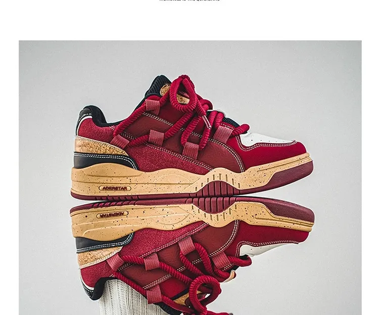 Modne, platformowe, retro, czerwone, uliczne, hip-hopowe buty męskie, trampki do skateboardingu, męskie, niskie, codzienne, sportowe buty sportowe 250310_voghion.com